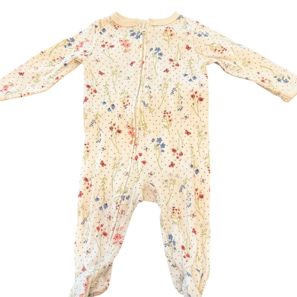Laura Ashley Baby Floral Butterfly Footed Sleeper Cream 6-9 Months Zip Pajamas